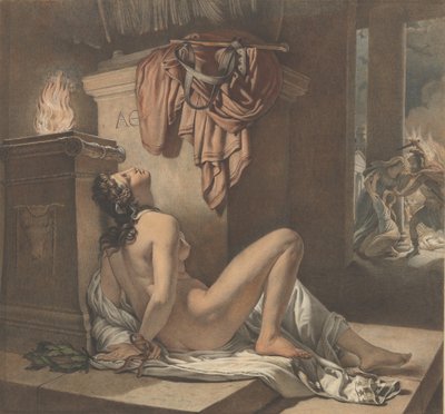 Cassandra Implorando Athena por Vingança Contra Ajax, 1795-1838. de Jérome Martin Langlois the Younger