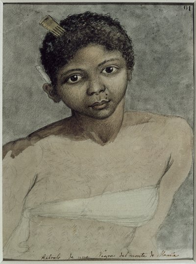 Retrato de uma mulher negra dos Montagned de Manila, feito durante a expedição às Filipinas de Malaspina com corvetas Atrevida e Descubierta de Juan Ravenet