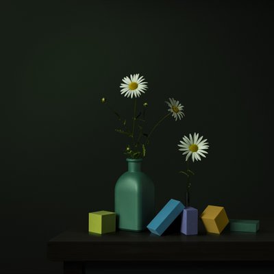 Vaso Daisy com blocos geométricos de Juan Antonio Palacios