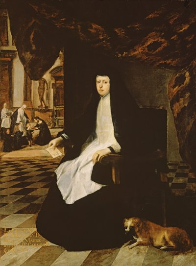 Retrato da Rainha Mariana da Espanha (n.1631) em Luto de Juan Bautista Martinez Del Mazo