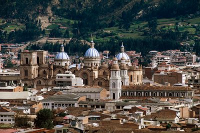 Vista da Catedral da Imaculada Conceição ou Nova Catedral, desenho de Juan Bautista Stiehle (1829-1899), Cuenca (Lista do Património Mundial da UNESCO de Juan Bautista Stiehle