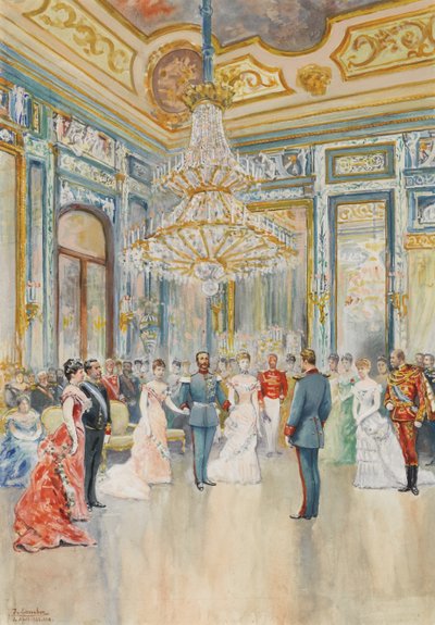 O casamento do príncipe Ludwig Ferdinand da Baviera com a Infanta Maria de la Paz da Espanha em 2 de abril de Juan Comba y Garcia