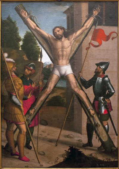 O mártir de Santo André. Pintura de Juan Correa de Vivar (ca. 1510-1566), óleo sobre madeira de Juan Correa de Vivar