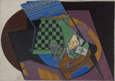 Tabuleiro de damas e cartas de baralho, 1915 de Juan Gris