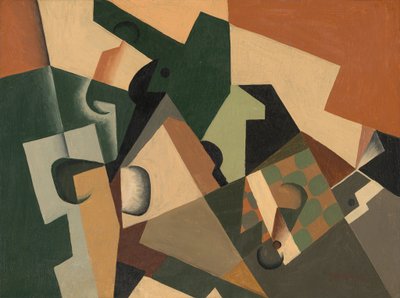 Vidro e Tabuleiro de Damas, c. 1917. de Juan Gris