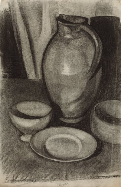 Ainda vida com um jarro; Natureza morte a la cruche, 1910 de Juan Gris