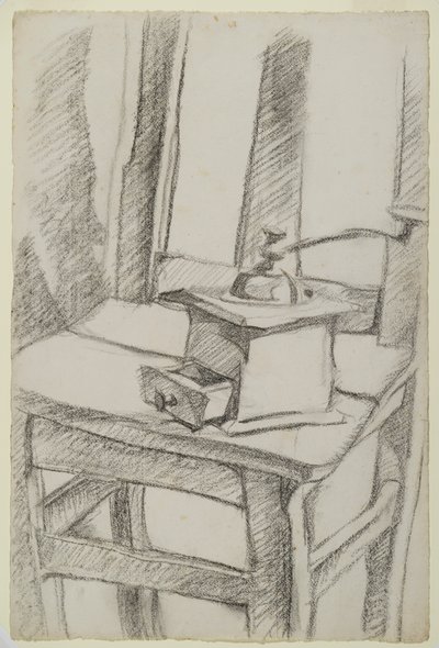 The Coffee Grinder (1911) (carvão sobre papel) de Juan Gris
