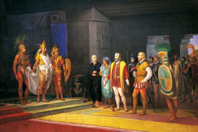 Encontro de Hernan Cortez com Montezuma no México de Juan Ortega