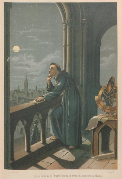 Roger Bacon. De: Ciência e seus homens, 1879. de Juan Planella y Rodríguez