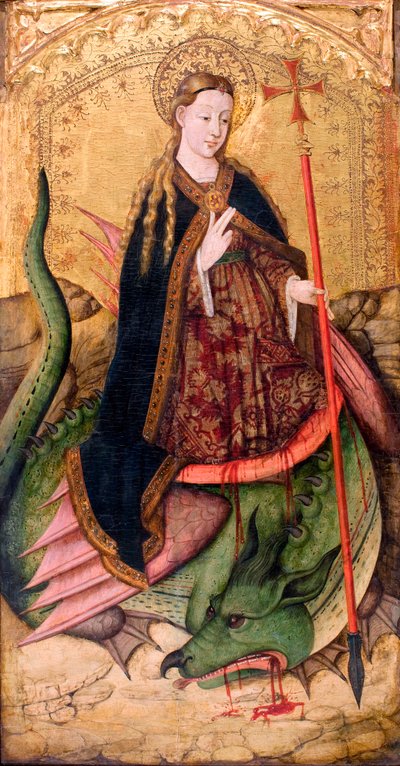 Santa Margarida de Antioch de Pisidia ou Santa Marinha" - Santa Margarida - Pintura de Juan Rexach (activo 1431-1482) - ca 1455 - Tempera em painel - 123x65 - Museu Nacional d