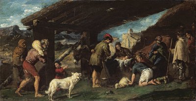 A Adoração dos Pastores - Pintura de Juan Ribalta (1597-1628), óleo sobre cobre, cerca de 1620 de Juan Ribalta