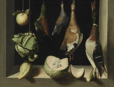 Ainda vida com aves de caça, 1600-03 de Juan Sanchez Cotan