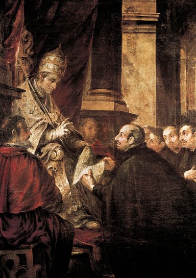 Santo Inácio de Loyola Recebendo a Bula da Ordem dos Jesuítas do Papa Paulo III, pintura de Juan de Valdes Leal de Juan de Valdes Leal