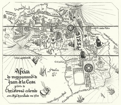 África, do mapa do mundo de Juan de la Cosa de 1500 (gravura) de Juan de la (after) Cosa