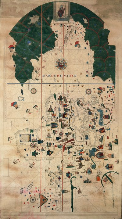 Carta de Portolan-Nautical planisphere de Juan de la Cosa, Circa 1500 de Juan de la Cosa