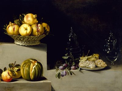 Natureza morta com fruta e objectos de vidro de Juan van der Hamen