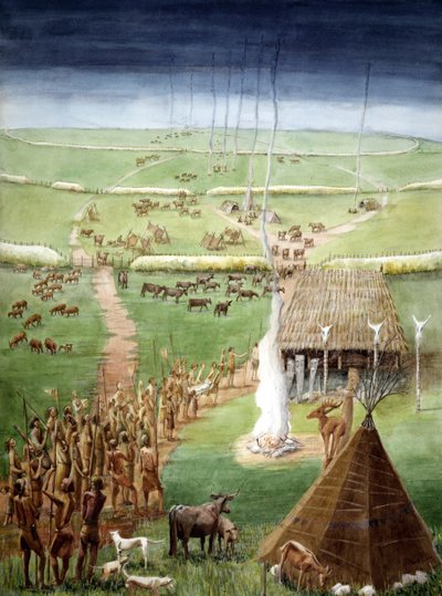 Windmill Hill, Avebury, Wiltshire (aguarela sobre papel) de Judith Dobie