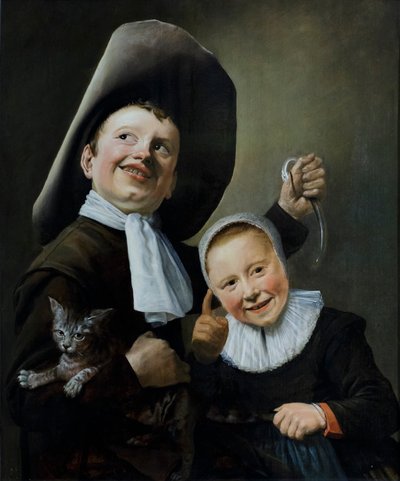 Um rapaz e uma rapariga com um gato e uma enguia, c.1635 (óleo sobre carvalho) de Judith Leyster