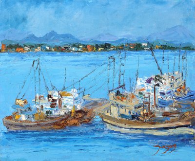 Barcos de pesca Blue Harbor de Jukyong Park
