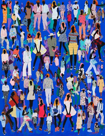 Multidão colorida e na moda de Jukyong Park