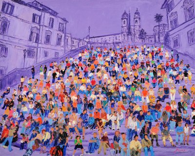 Multidão na Escadaria Espanhola, em tons de roxo de Jukyong Park