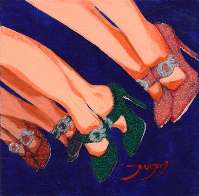 Sapatos de salto alto brilhantes para festas de Jukyong Park