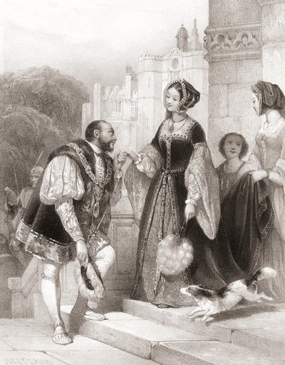 O Rei Henrique VIII de Inglaterra com Ana Bolena de Jules (after) David