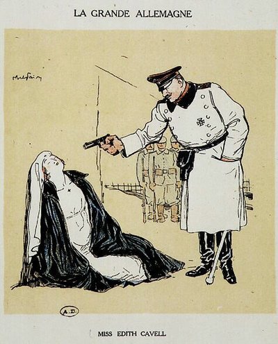Miss Edith Cavell executada pelos alemães, imagem de Abel Faivre (1864-1945). de Jules Abel Faivre