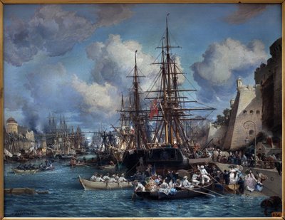 O porto de Brest (França), em 1864. Pintura de Jules Noel (1815-1881). Óleo sobre tela de Jules Achille Noel
