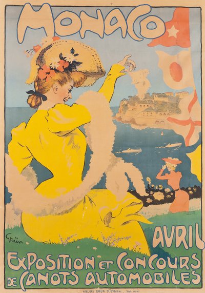 Mônaco, c. 1908 (litografia colorida) de Jules Alexandre Gruen or Grun