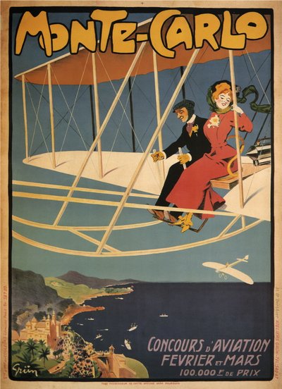 Concurso Monte-Carlo Aviação (cartaz) de Jules Alexandre Gruen or Grun
