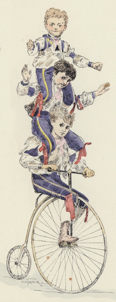 Acto de ciclismo (cor litho) de Jules Arsene (after) Garnier