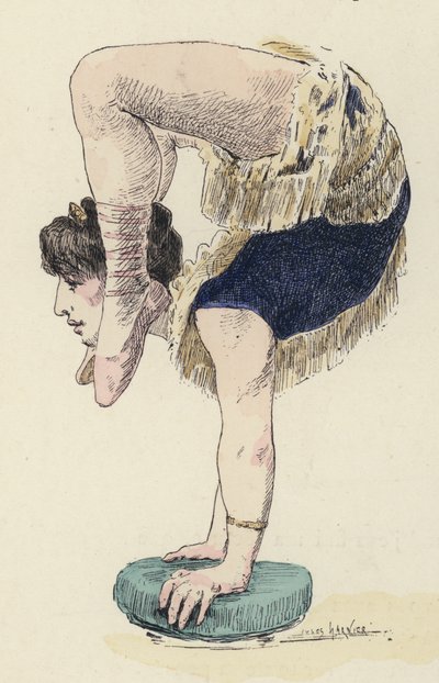 Fêmea ginasta a fazer de pé (cor litho) de Jules Arsene (after) Garnier
