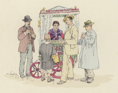 Vendedor de limonada na feira (cor litho) de Jules Arsene (after) Garnier