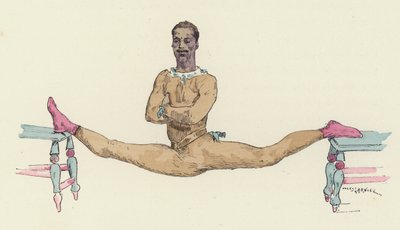 Ginasta masculina fazendo as rachaduras (cor litho) de Jules Arsene (after) Garnier