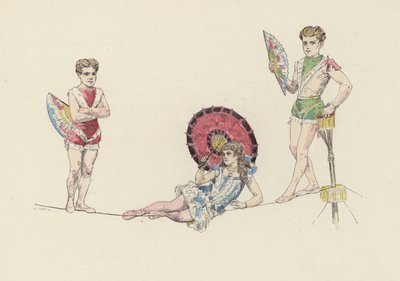 Tightrope artists (cor litho) de Jules Arsene (after) Garnier
