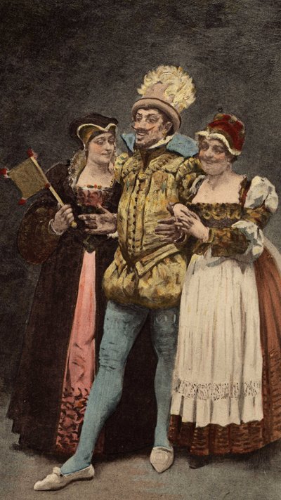 Um limusino (limousin) com duas mulheres. Pantagruel. Ilustração de Jules Garnier. Em "Rabelais et l