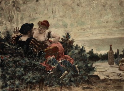 Grandbuckthorn, o pai de Gargantua, e Gargamelle, a mãe de Gargantua. Gargântua. Ilustração de Jules Garnier. Em "Rabelais et l