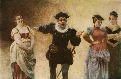 Panurge pede que as mulheres deixem de usar protectores de pescoço. Pantagruel. Ilustração de Jules Garnier. Em "Rabelais et l