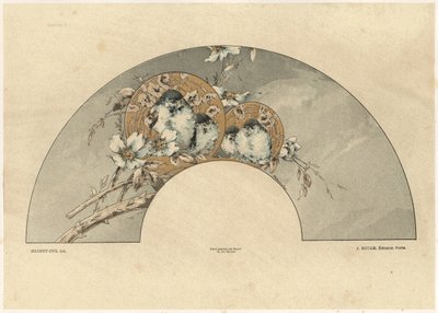 Pássaros, Placa 2 de &39;Fantasias Decorativas&39;, gravada por Gillot, publicada por Jules Rouam, Livraria de Arte, Paris, 1887 (gravura a cor) de Jules Auguste Habert Dys