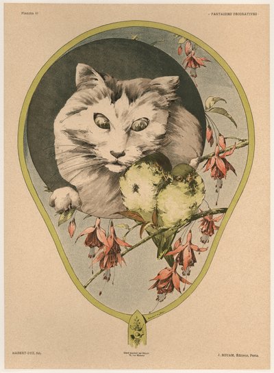 Ventilador, prato 43 de &39;Fantasias Decorativas&39;, gravado por Gillot, publicado por Jules Rouam, Livraria de Arte, Paris, 1887 (gravura colorida) de Jules Auguste Habert Dys