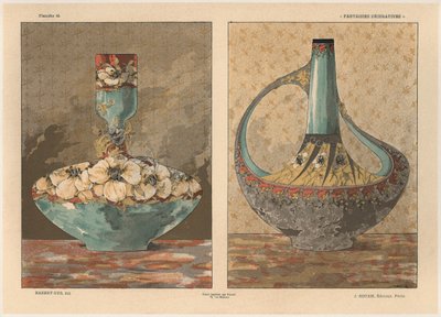 Vasos, placa 45 de &39;Fantasias Decorativas&39;, gravada por Gillot, publicada por Jules Rouam, Livraria de Arte, Paris, 1887 (gravura a cores) de Jules Auguste Habert Dys