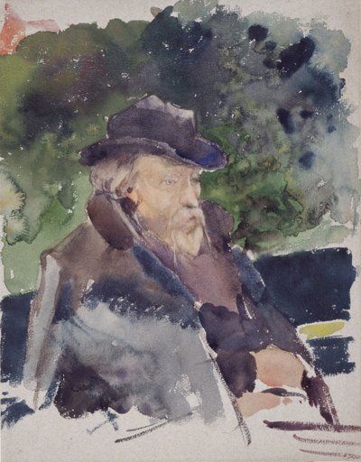 Esboço de Edward Burne-Jones em um barco, Walton-on-Thames, 1880-1884. de Jules Bastien Lepage