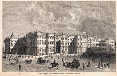 O Palácio Imperial de Inverno em São Petersburgo. Desenho de Blanchard de Jules Blanchard
