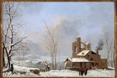 Winter Landscape Painting by Cesar Van Loo (1743-1821) 18 Century Quimper, Museum of Fine Arts de Jules Cesar Denis van Loo