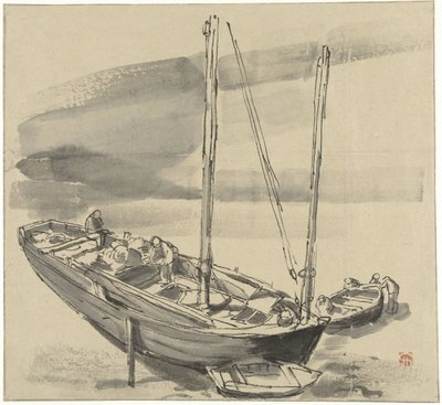 Barcos no Grancamp (Calvados) de Jules Chadel