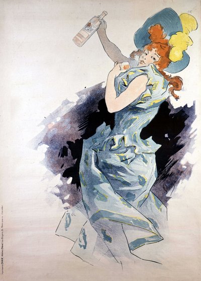 Cartaz publicitário para Dubonnet, mulher com uma garrafa, por Jules Cheret de Jules Cheret