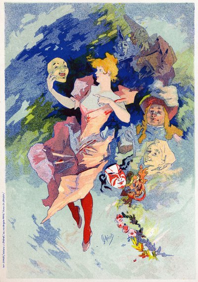 Arte. Entretenimento. A comédia. Alegoria de Jules Cheret, França, c.1890 (cartaz) de Jules Cheret