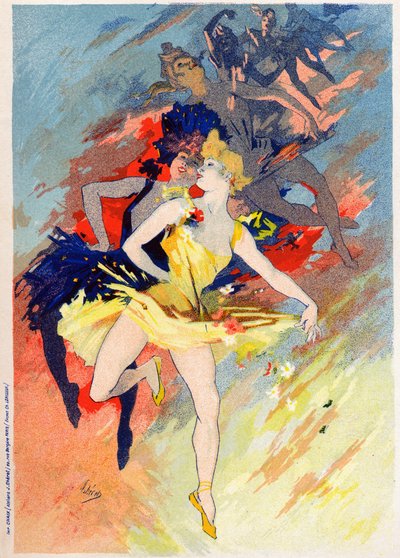 Arte. Entretenimento. A dança. Alegoria de Jules Cheret, França, c.1890 (cartaz) de Jules Cheret