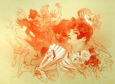 No baile - desenho (sangue) de Jules Cheret (1836 - 1932) - mulheres jovens e bailarinas - dança - coleção particular - de Jules Cheret
